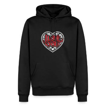 I love You - Valentine' Day - Liebe - Geschenk - Männer Premium Bio Hoodie - Schwarz - Vorne - Nico (187cm)