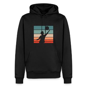 Vintage retro fistball silhouette - Men’s Premium Organic Hoodie - black - Front - Nico (187cm)