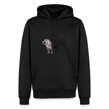 Nilpferd - Männer Premium Bio Hoodie - Schwarz - Vorne - Nico (187cm)