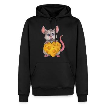 Cute Mouse niedliche Maus mit Käse Herz Geschenk - Männer Premium Bio Hoodie - Schwarz - Vorne - Nico (187cm)