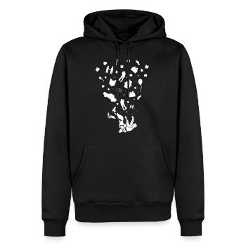 L’homme tombe et laisse une trace de sa vie - Sweat à capuche Premium bio Homme - noir - Devant - Nico (187cm)