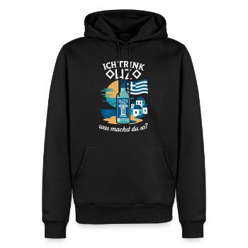 Ich trink Ouzo was machst du so Griechenland - Männer Premium Bio Hoodie - Schwarz - Vorne - Nico (187cm)