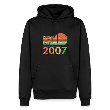 Cadeau d'anniversaire Vintage 2007 Vintage 2007 - Sweat à capuche Premium bio Homme - noir - Devant - Nico (187cm)