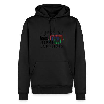 I Resolve Merge Conflicts Coding Programming Devel - Männer Premium Bio Hoodie - Schwarz - Vorne - Nico (187cm)