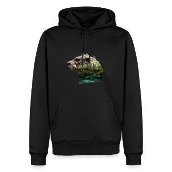 Loutre - Sweat à capuche Premium bio Homme - noir - Devant - Nico (187cm)