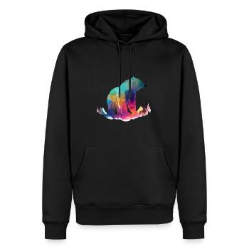 Bear In The Mountains Colorful - Men’s Premium Organic Hoodie - black - Front - Nico (187cm)