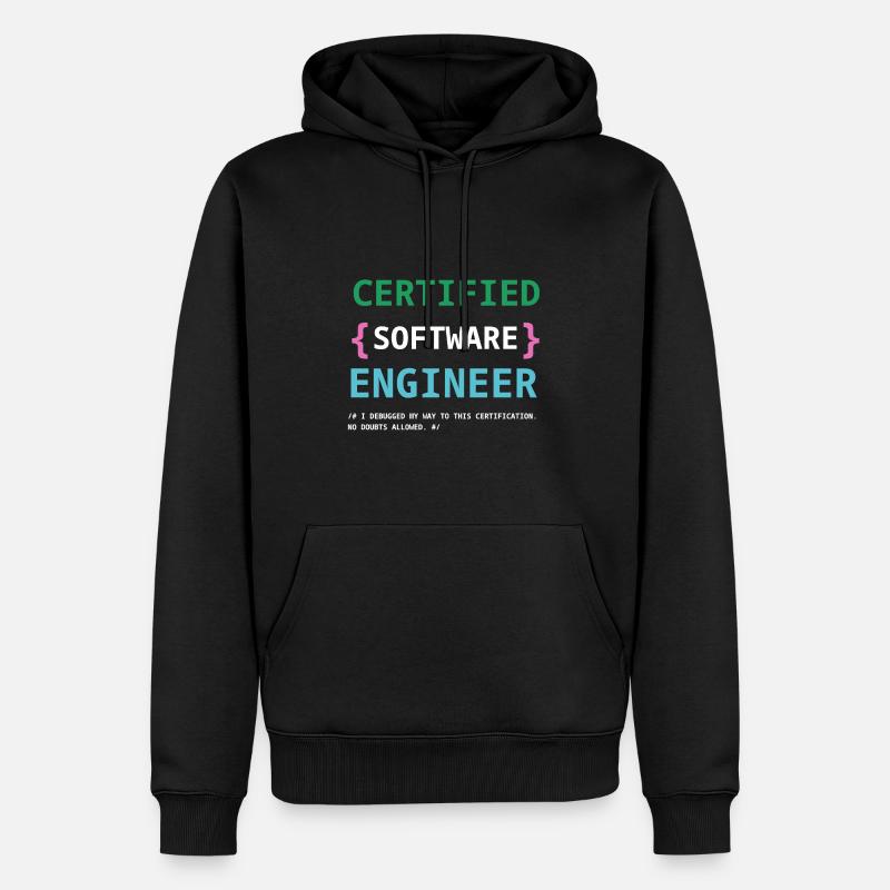 Funny Certified Software engineer - Sweat à capuche Premium bio Homme - noir