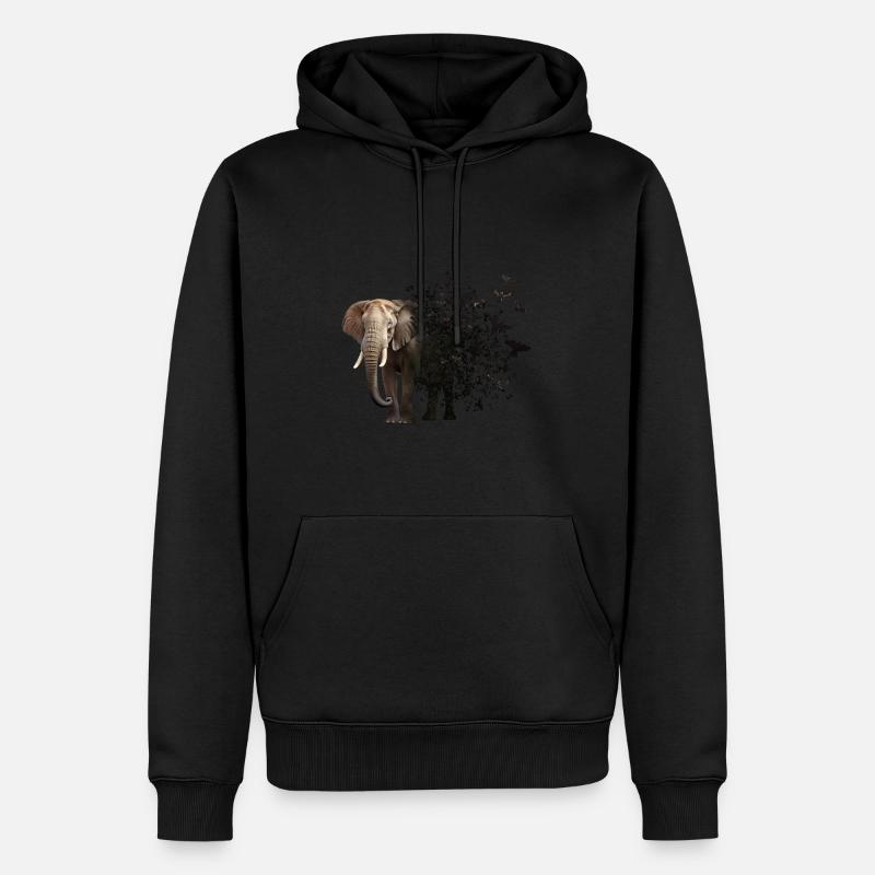 Éléphant - Sweat à capuche Premium bio Homme - noir