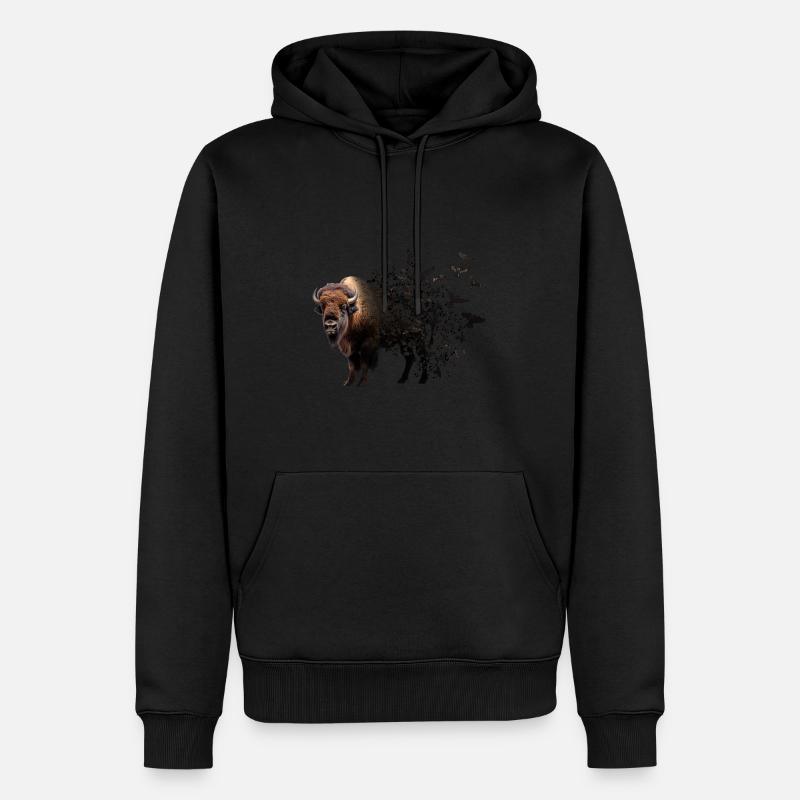 Bison - Sweat à capuche Premium bio Homme - noir
