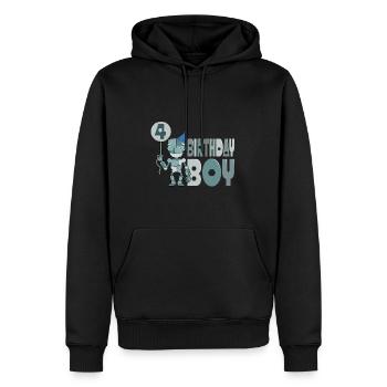 4. Geburtstag Roboter - Männer Premium Bio Hoodie - Schwarz - Vorne - Nico (187cm)