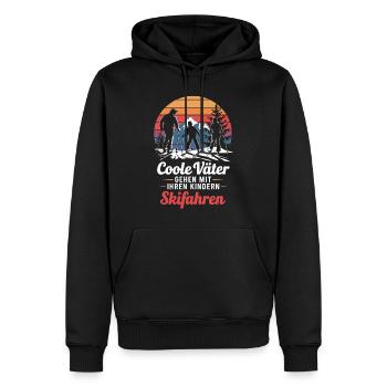 Vater Kinder Skifahren, Junge, Mädchen - Männer Premium Bio Hoodie - Schwarz - Vorne - Nico (187cm)