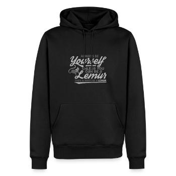Lémurien - Sweat à capuche Premium bio Homme - noir - Devant - Nico (187cm)