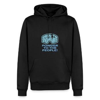 Snowboard - Powder to the people - Männer Premium Bio Hoodie - Schwarz - Vorne - Nico (187cm)