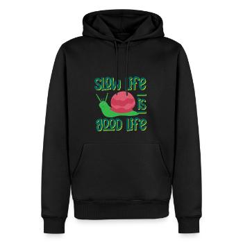 Schnecke Genieße das Leben, mach langsam - Männer Premium Bio Hoodie - Schwarz - Vorne - Nico (187cm)