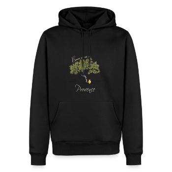 Olivier, Paysage Provence , art provençal - Sweat à capuche Premium bio Homme - noir - Devant - Nico (187cm)