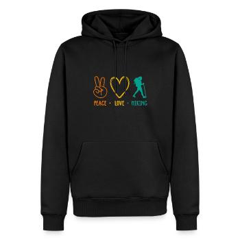 Peace Love Hiking Mountaineering Trekking Outdoor - Männer Premium Bio Hoodie - Schwarz - Vorne - Nico (187cm)