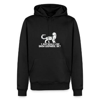 Schneeleopard - Männer Premium Bio Hoodie - Schwarz - Vorne - Nico (187cm)