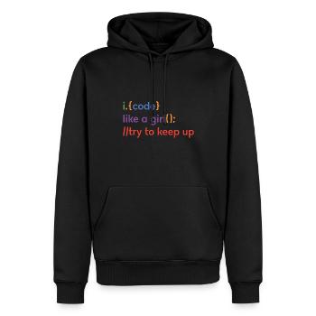 I Code Like A Girl Try To Keep Up Coder Programmer - Männer Premium Bio Hoodie - Schwarz - Vorne - Nico (187cm)