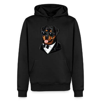 Rottweiler Das Modell - Männer Premium Bio Hoodie - Schwarz - Vorne - Nico (187cm)