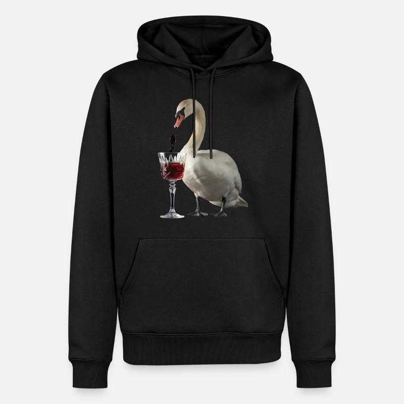 Schwan Wein - Männer Premium Bio Hoodie - Schwarz