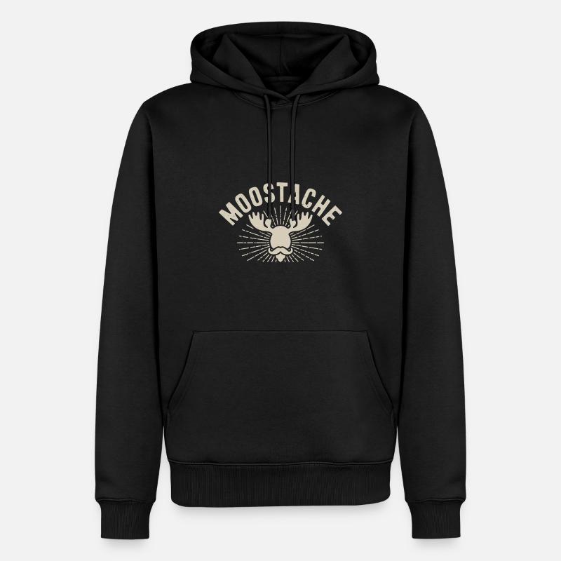 Moustache Bart Bärtig Elch - Männer Premium Bio Hoodie - Schwarz