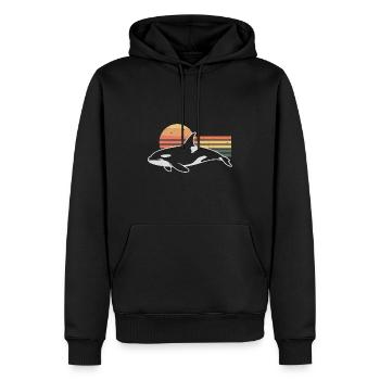 Retro Orca Wal Schwertwal Killerwal Orka - Männer Premium Bio Hoodie - Schwarz - Vorne - Nico (187cm)