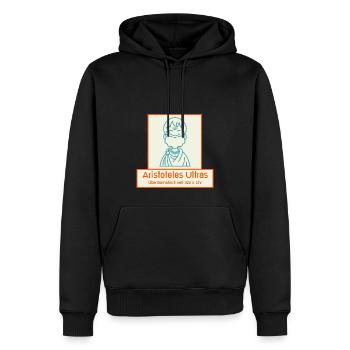 Aristoteles Ultras - Hauptstadtspiel Improtheater - Männer Premium Bio Hoodie - Schwarz - Vorne - Nico (187cm)
