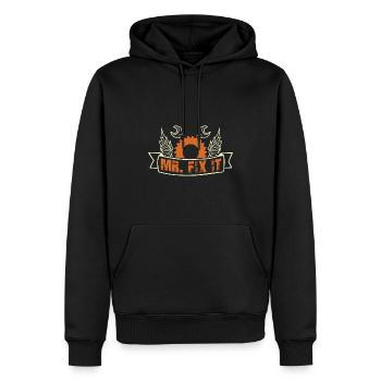 Er kann alles reparieren, Vatertag Papa kann alles - Männer Premium Bio Hoodie - Schwarz - Vorne - Nico (187cm)