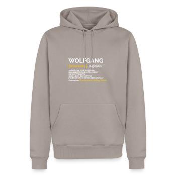 Wolfgang - Männer Premium Bio Hoodie - Taupe - Vorne - Nico (187cm)