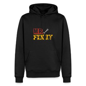 Er kann alles reparieren, Vatertag Papa kann alles - Männer Premium Bio Hoodie - Schwarz - Vorne - Nico (187cm)