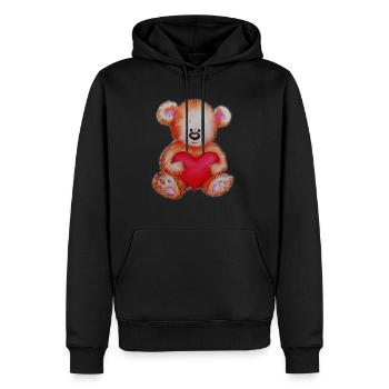 Herzbär - Männer Premium Bio Hoodie - Schwarz - Vorne - Nico (187cm)