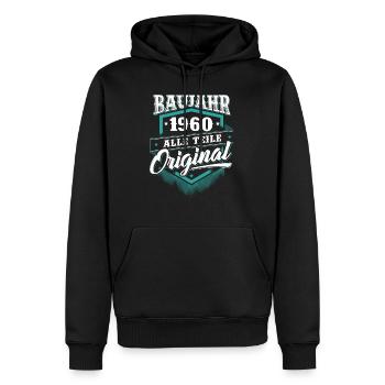1960 Geburtsjahr Geburtstag Geburt geboren - Männer Premium Bio Hoodie - Schwarz - Vorne - Nico (187cm)