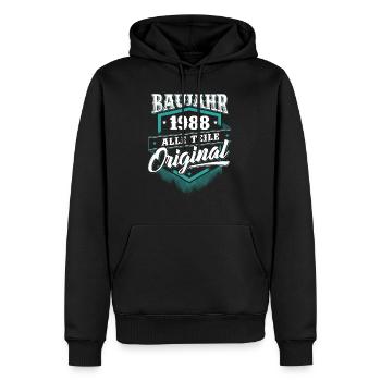 1988 Geburtsjahr Geburtstag Geburt geboren - Männer Premium Bio Hoodie - Schwarz - Vorne - Nico (187cm)