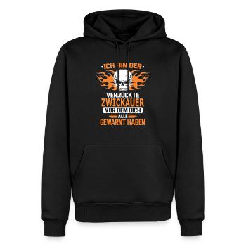 ZWICKAUER - Männer Premium Bio Hoodie - Schwarz - Vorne - Nico (187cm)