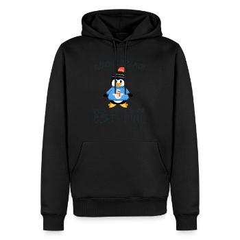 citation humour reveillez moi hiver fini - Sweat à capuche Premium bio Homme - noir - Devant - Nico (187cm)