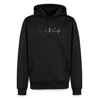 Battement de coeur de pêcheur - Sweat à capuche Premium bio Homme - noir - Devant - Nico (187cm)