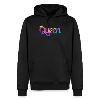 Aquarelle Reine - Sweat à capuche Premium bio Homme - noir - Devant - Nico (187cm)