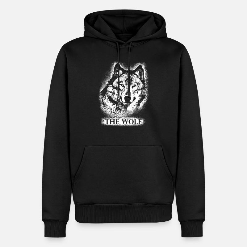 Wolf - Männer Premium Bio Hoodie - Schwarz