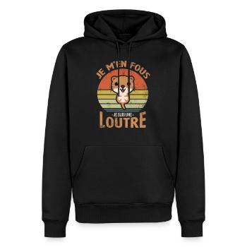 Je m'en fous je suis une loutre - Sweat à capuche Premium bio Homme - noir - Devant - Nico (187cm)