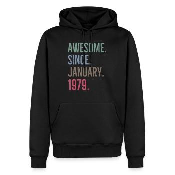 Awesome Since January 1979 - Men’s Premium Organic Hoodie - black - Front - Nico (187cm)