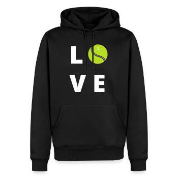 LIEBE TENNIS - Männer Premium Bio Hoodie - Schwarz - Vorne - Nico (187cm)