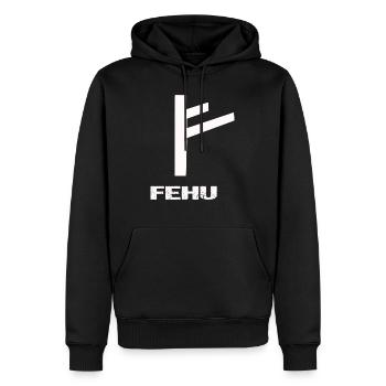 Wikinger Rune Fehu - Männer Premium Bio Hoodie - Schwarz - Vorne - Nico (187cm)