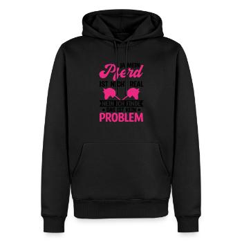 Ja Mein Pferd Ist Nicht Real Nein Das Ist Kein Pro - Männer Premium Bio Hoodie - Schwarz - Vorne - Nico (187cm)