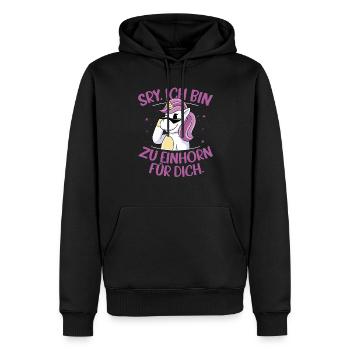 Sorry Ich Bin Zu Einhorn Für Dich Regenbogen Glitz - Männer Premium Bio Hoodie - Schwarz - Vorne - Nico (187cm)