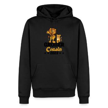 Großer Cousin 2023 Nachwuchs Familie Schwanger Sta - Männer Premium Bio Hoodie - Schwarz - Vorne - Nico (187cm)