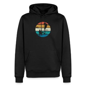 Kitesurf vintage, Kitesurfer, Coucher de soleil - Sweat à capuche Premium bio Homme - noir - Devant - Nico (187cm)