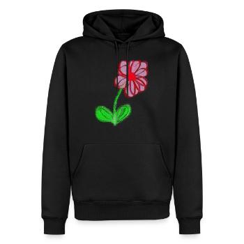 Fleur rouge peinte à la main pixel de fleur abstraite - Sweat à capuche Premium bio Homme - noir - Devant - Nico (187cm)