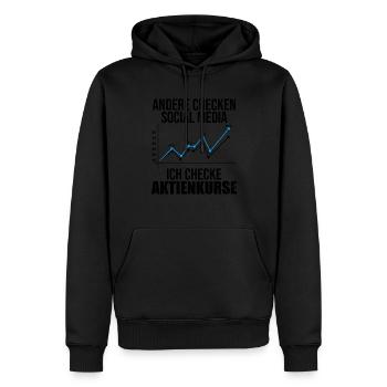 Andere Checken Social Media Ich Checke Aktienkurse - Männer Premium Bio Hoodie - Schwarz - Vorne - Nico (187cm)