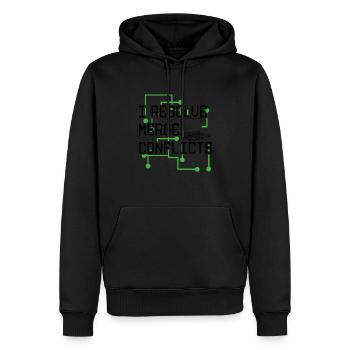 I Resolve Merge Conflicts Coder Software Developer - Männer Premium Bio Hoodie - Schwarz - Vorne - Nico (187cm)