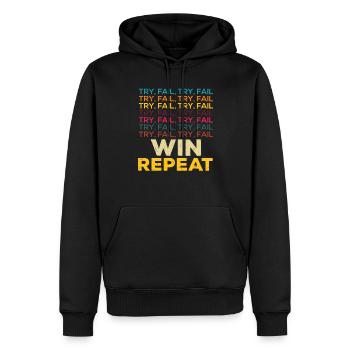 Try Fail Win Repeat Startup Founder - Men’s Premium Organic Hoodie - black - Front - Nico (187cm)